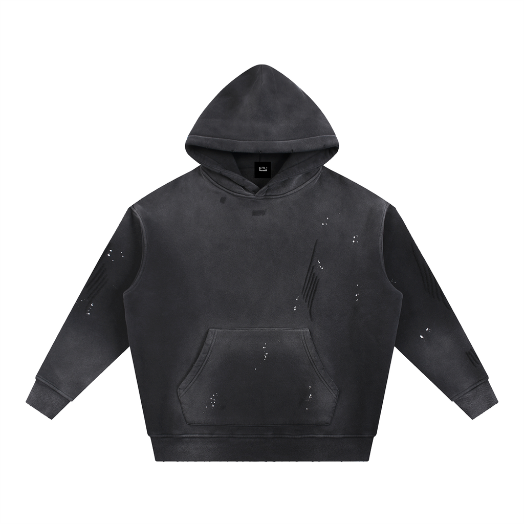 Vintage Washed Frayed Graffiti  Hoodie
